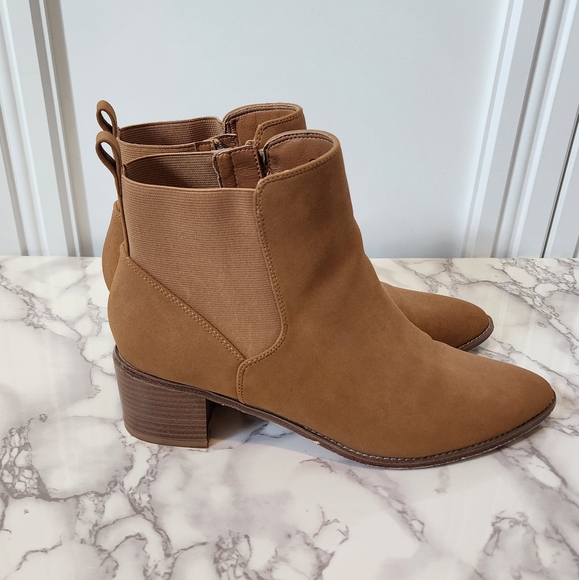 Womens Pointed Toe Booties  with Block Heel, Side Zipper Elastic Ankle Size 11 - Picture 2 of 4